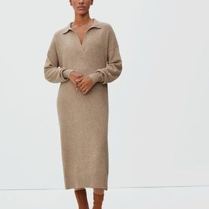 NWT Everlane large The Cashmere Polo Dress Toasted Sesame